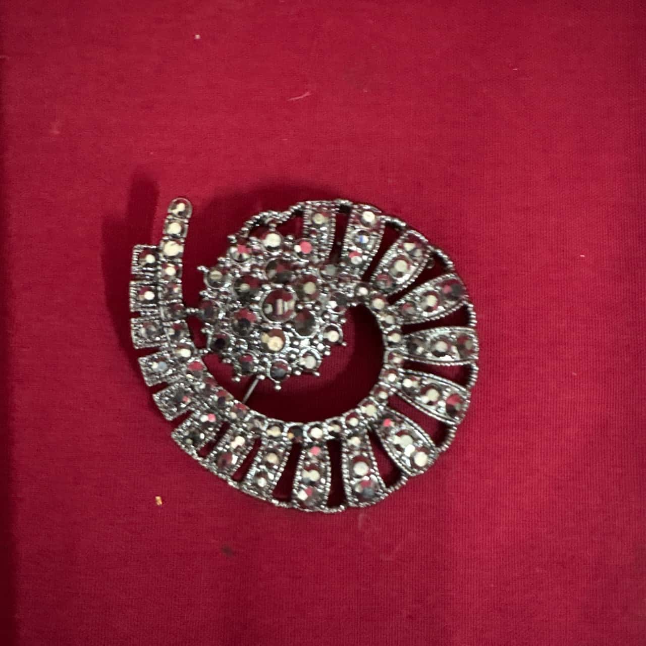 Women's Dark Tone Metal Brooch Adorned with Rhinestones in a Spiral or ...