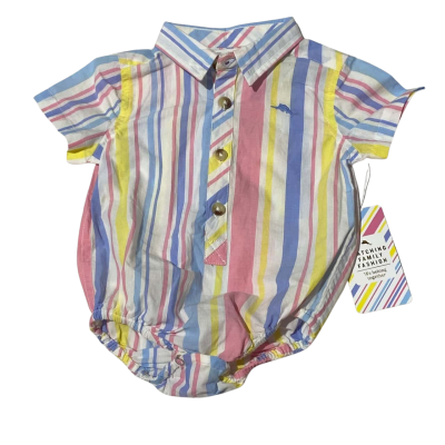 BNWT Tommy Bahama Kids  Size 3-6m Onesie Blue / Pink  / Striped / White / Yellow  HTH1