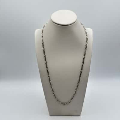 ORO 925 Silver Figaro Chain Necklace 21.64g 