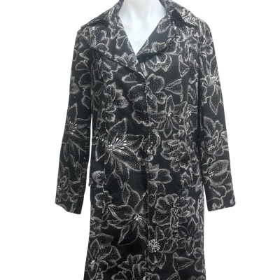 Patch  Womens  Size 10 Winter Coat Black  / Floral / White 