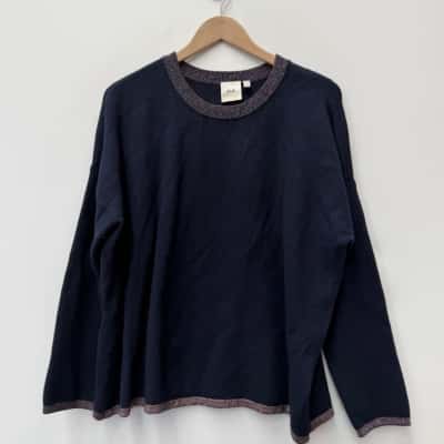 ELK Navy Metallic Trim Jumper - Size 8 
