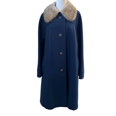  Women’s  Size 12 / 14 Fur Coat / Winter Coat Blue / Grey 