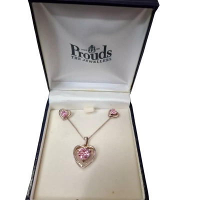 Prouds the Jewellers Womens 925 Silver Matching Set Earrings / Pink  Stones