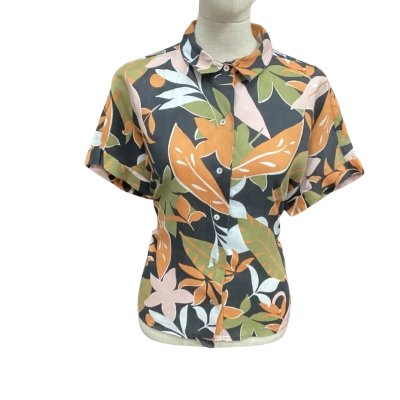 C & C California -  Womens  Size M Short Sleeve Top Black  / Floral 