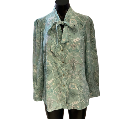 Liz Jordan Womens  Size 10 Blouse Green / Pattern 