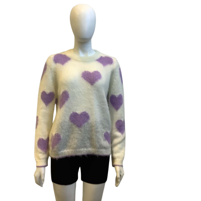 Brand New Open Lab Womens Size M Mohair & Wool Blend Jumper Purple / White