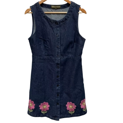Princess Highway Floral Embroidered Denim Dress Size 10