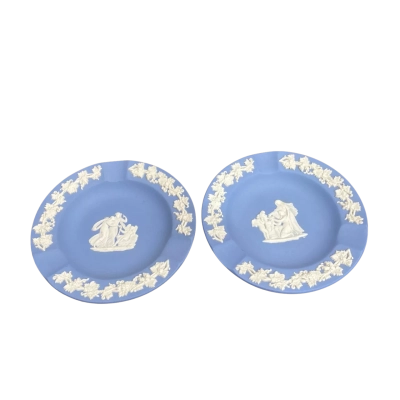 Wedgewood Blue Jasperware Vintage Ashtrays 