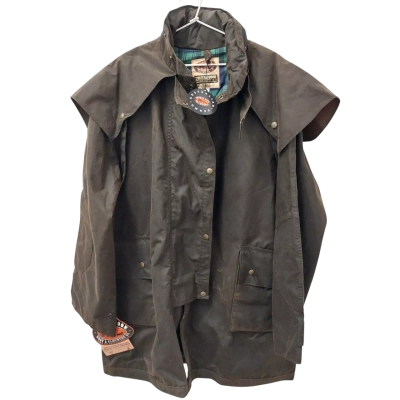 THOMAS COOK ORIGINAL Womens Length Small, Size 6 Brown WAXED COTTON RIDING COAT