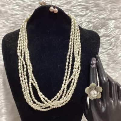  Womens Beaded Necklace / Earrings / Ring Other / White 