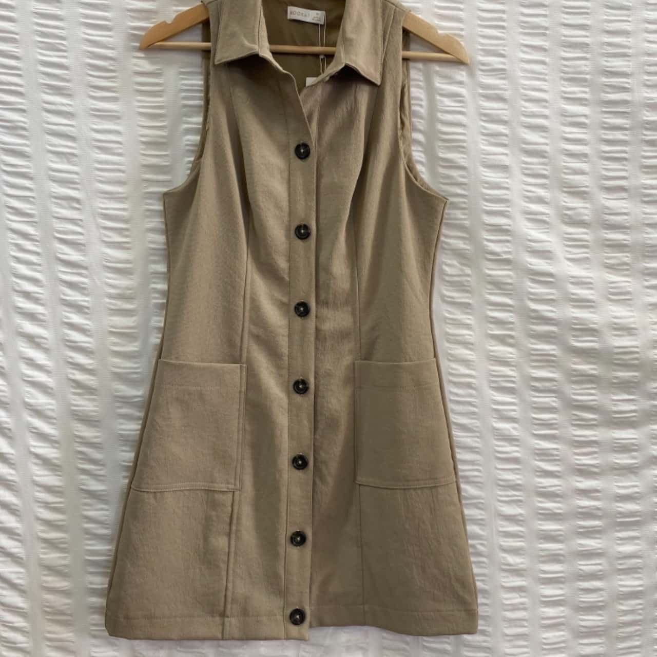 Kookai Olive Green Utility Mini Dress Size 38 (AU 10) BNWT RRP$(s)