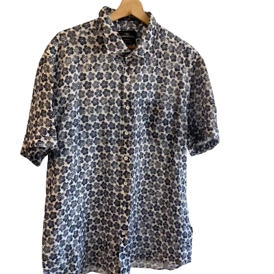 “Rodd & Gunn”- Mens  Size XXL Short Sleeve linen Shirt -Blue / Pattern 