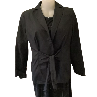BNWT** Sketa.   Taffeta Tie Evening Coat.  Black   Size 16 