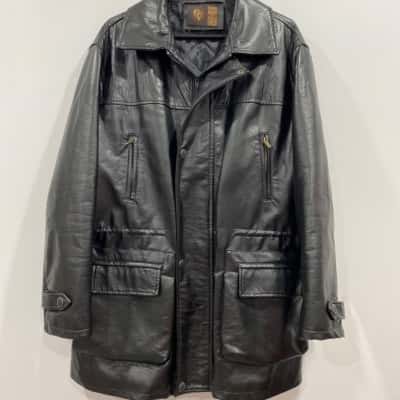  Mens Black - leather jacket made in ITALY GB EMPORIO