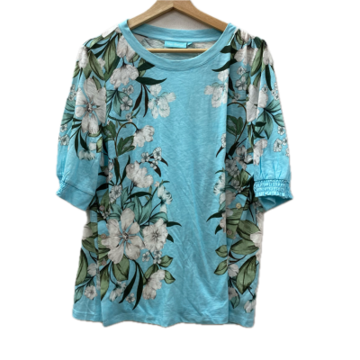 Blue Illusion Womens Patterned Top Size L Blue 