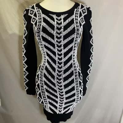 Sass & Bide Size XS Long Sleeve Beaded Dress Black  