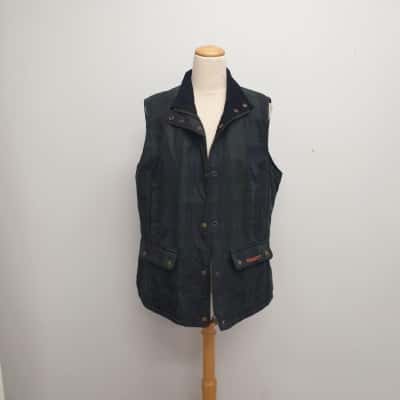 RB Sellars Sellarskin/ Green Tartan /British Waxed Oilskin /Zip Front /Body Warmer Size 16