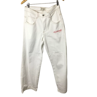 Ed Hardy Unisex Size 28 Wide Leg Pants White 