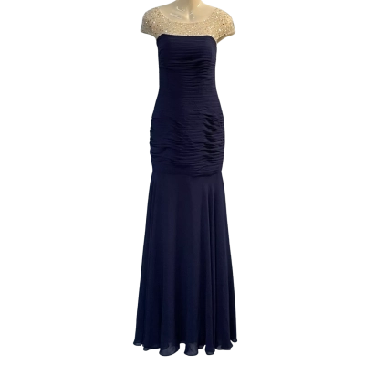 Unknown brand Womens Size 12 Bodycon/Formal/Maxi/Short Sleeve Dress Beige/Navy Blue/White