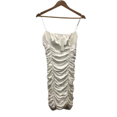 Meshki Womens  Size L Celena Ruched Thin Strap Mini Dress White 