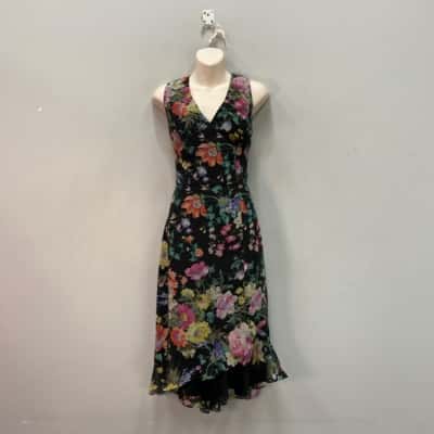 Review Womens  Size 12 Midi Dress Black  / Floral 