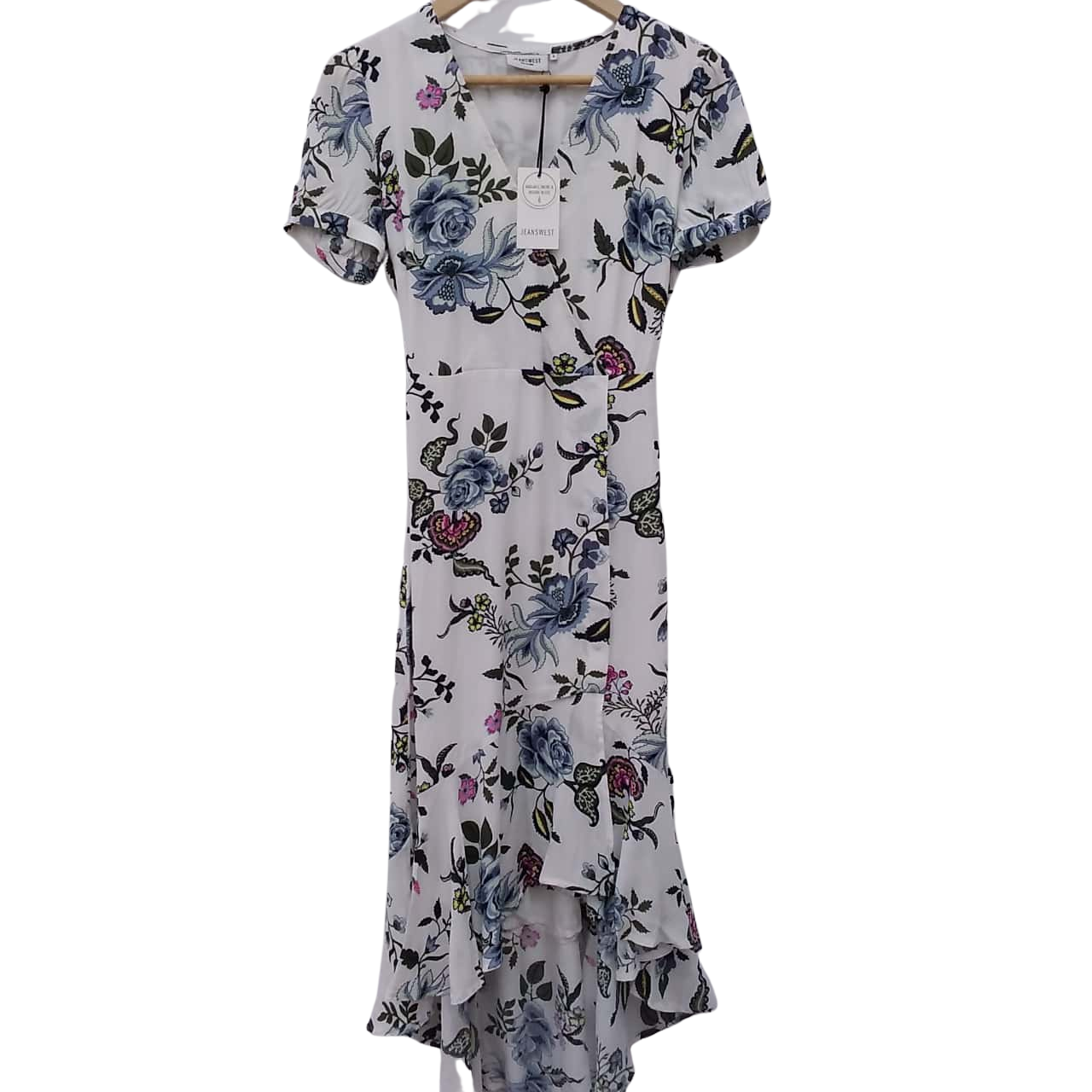 RRP 119 JEANSWEST Womens 8 White Floral Midi Dress (03, 777)(s)