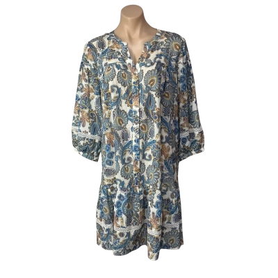 Sussan Womens Size 14 White / Blue / Brown / Orange Paisley Print Mini Dress