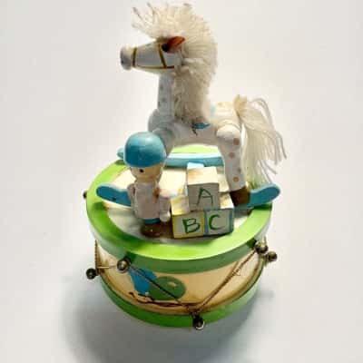 Vtg. Musical Wooden Rocking Horse