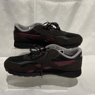 REEBOK AUTHENTICATED CLASSIC NYLON SNEAKERS MEN'S IN BLACK/WASHED BLACK AND BLACK CHERRY Size 12  8/25 