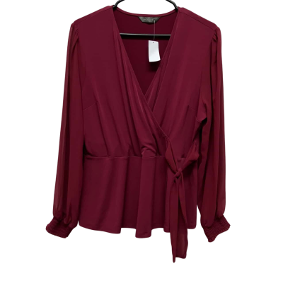 Jacqui-E Women's  Size L Blouse Maroon 