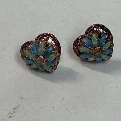 925 Sterling Silver Mosaic Heart Earrings 