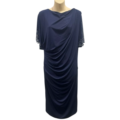 Liz Jordan Womens  Size 16 Formal Dress / Midi Dress Navy Blue 