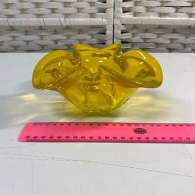 Vibrant yellow glass bowl