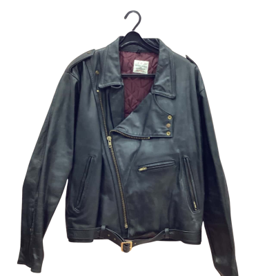 A & P. Mens Size 8 Black Leather Biker Jacket