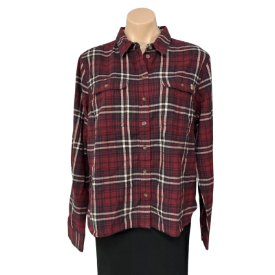 Superdry Womens Size 16 / XL Red / Navy Blue / Beige Checked Flannel Long Sleeve Shirt (new)
