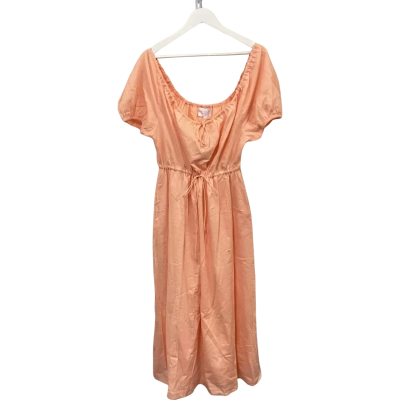 OAK MEADOW Size XS Cotton Peach Midi Dress rrp$330 BNWT
