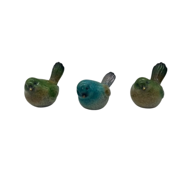 3x Ceramic Bird Ornaments