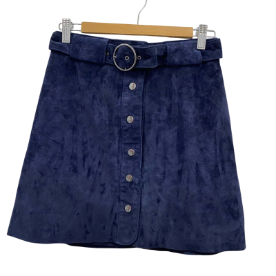 Zara Women's Size XS A-Line Suede Type Skirt Navy Blue 