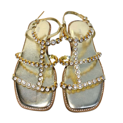Nine West Gold Bedazzled Sandals Size 8