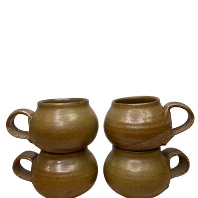Set of 4 Studio Pottery Mugs Signed Kennedy