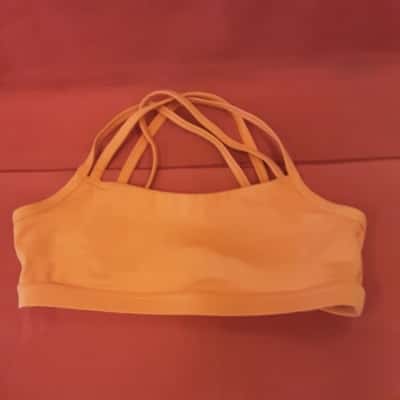 LSKD Womens  Size XL Bold Orange Strappy Cross Back Sports Bra