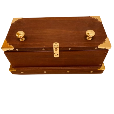 Heavy Duty Wooden Keepsake Chest with brass fittings on solid wood