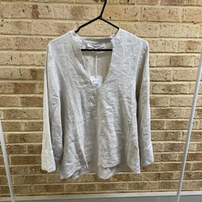  Womens Fine day linen ls pull over Size M 