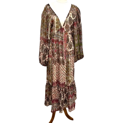 Fate & Becker Womens  Size 10 Casual Dress / Maxi Dress Brown / Burnt Orange / Cream / Gold / Multicoloured / Pattern 