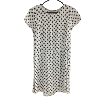  Womens  Size 10 Casual Dress Navy Blue / Off White / Pattern 