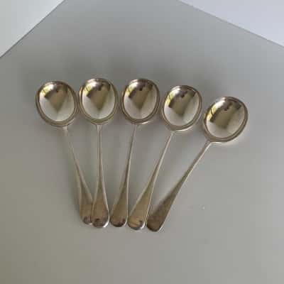 Vintage Jonathan Bell & Sons Silver-Plated Soup Spoons - Set of 5