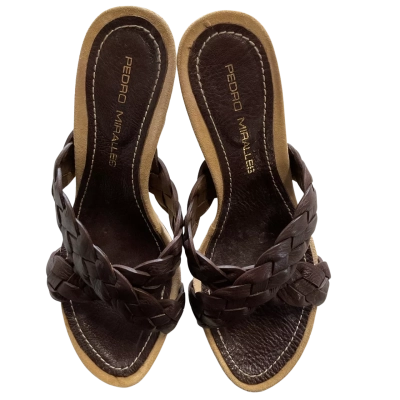 Pedro Miralles Womens Brown Leather Healed Sandal Size 39