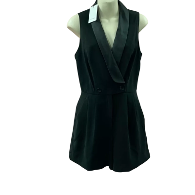 Reiss Women's Georgia-Tux Playsuit Size 6 Black  