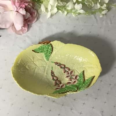 Vintage Yellow Carlton Ware Foxglove Pattern Oval Ceramic Bowl