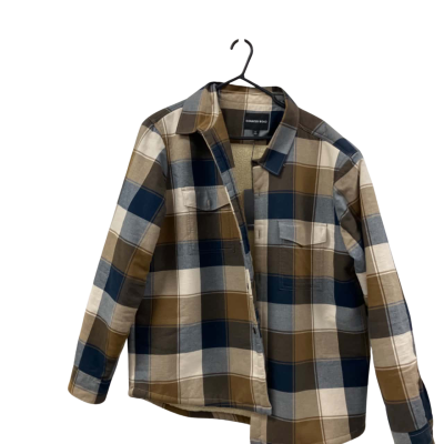 Country Road Mens  Size XL Fleece / Winter Jacket Beige / Brown / Checked / Cream / Navy Blue 